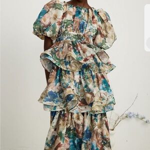 Elegant Floral Maxi Dress with Puff Sleeves